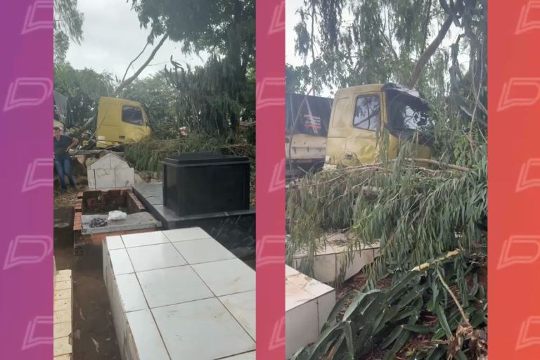 video:-carreta-invade-cemiterio-e-destroi-tumulos-em-peixoto-do-azevedo